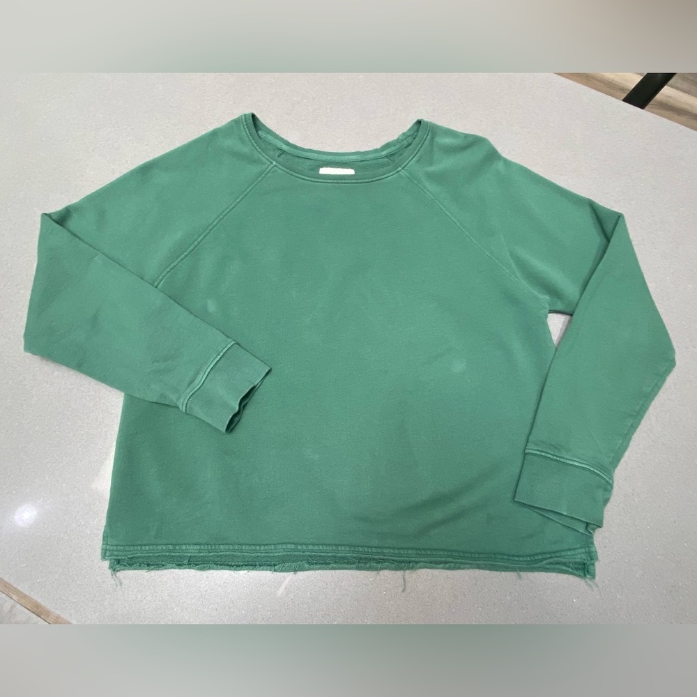 Pact Women's Organic Cotton Downtime Raglan Sweatshirt, Green, size M